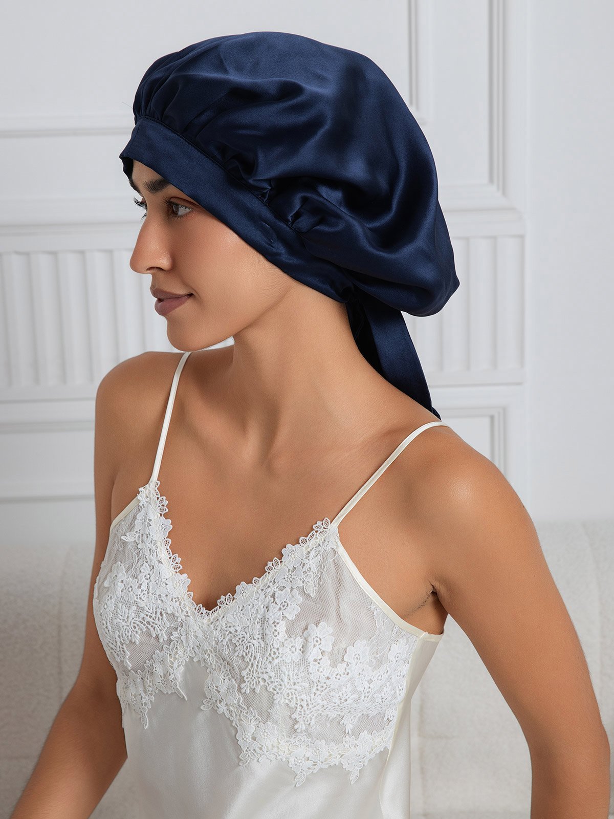 (1+1 Free) Pure Silk Sleep Cap with Ties