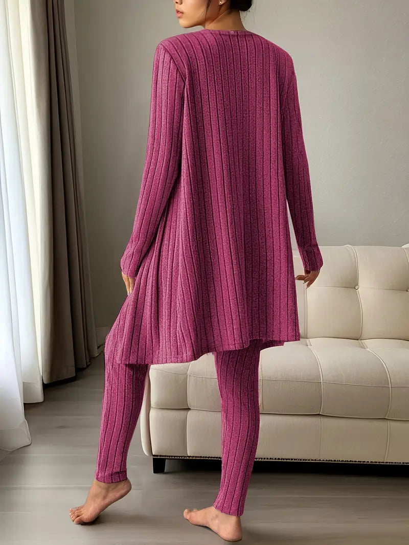 Lounge Edit 3-Delige Ribbed Set voor Dames – Comfortabel & Stijlvol Loungepak