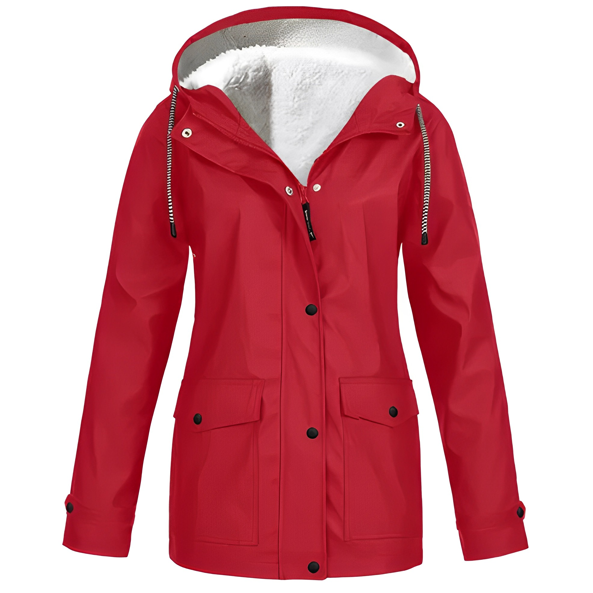 Dames Regenjas met Fleecevoering – Warme Waterdichte Jas voor de Winter