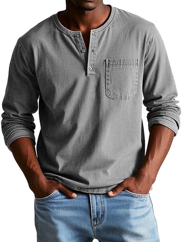 Casual heren shirt met knoopsluiting – moderne pasvorm en vintage uitstraling