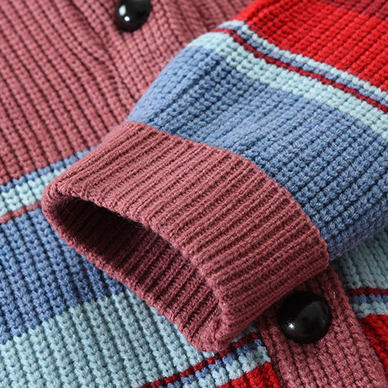 Heren Colorblock Lapel Sweater Jacket – Stijlvol, Comfortabel & Veelzijdig