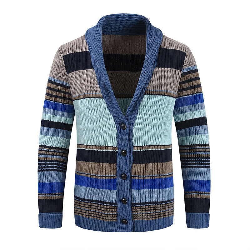 Heren Colorblock Lapel Sweater Jacket – Stijlvol, Comfortabel & Veelzijdig