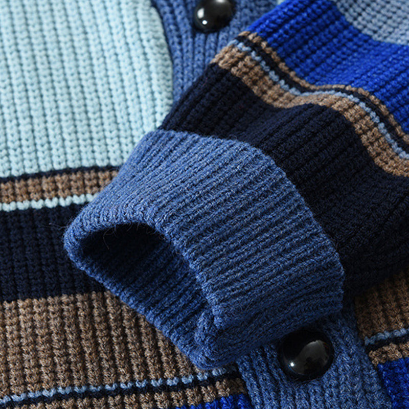 Heren Colorblock Lapel Sweater Jacket – Stijlvol, Comfortabel & Veelzijdig