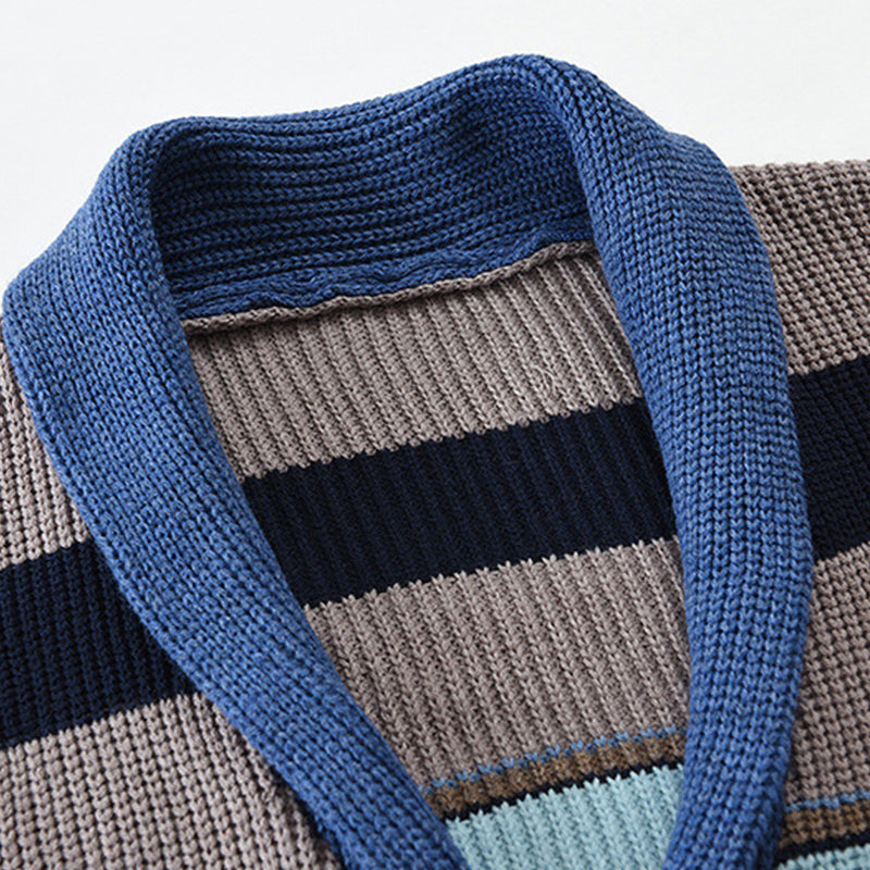 Heren Colorblock Lapel Sweater Jacket – Stijlvol, Comfortabel & Veelzijdig