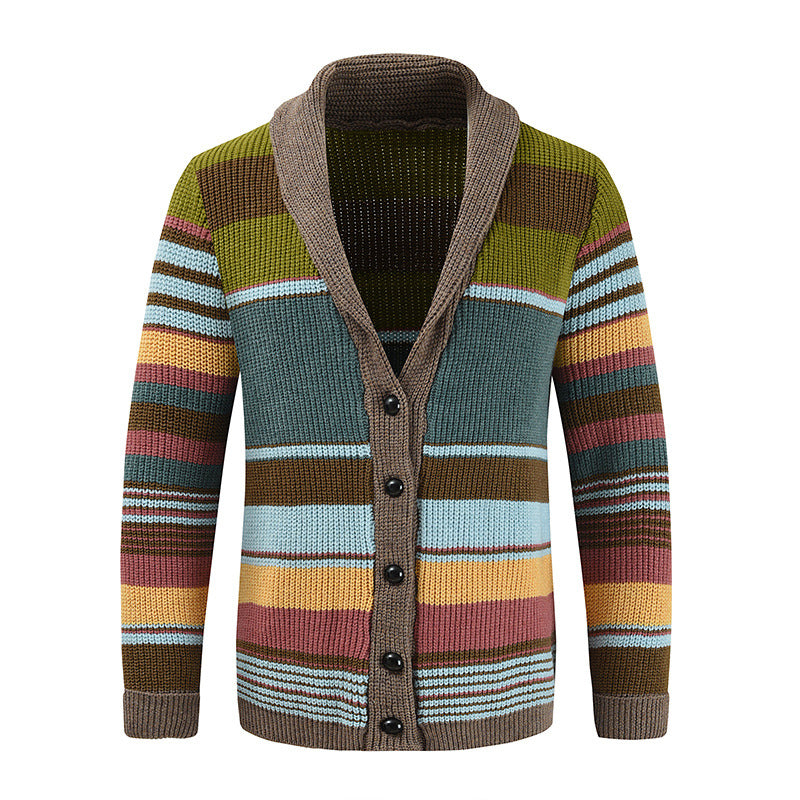 Heren Colorblock Lapel Sweater Jacket – Stijlvol, Comfortabel & Veelzijdig