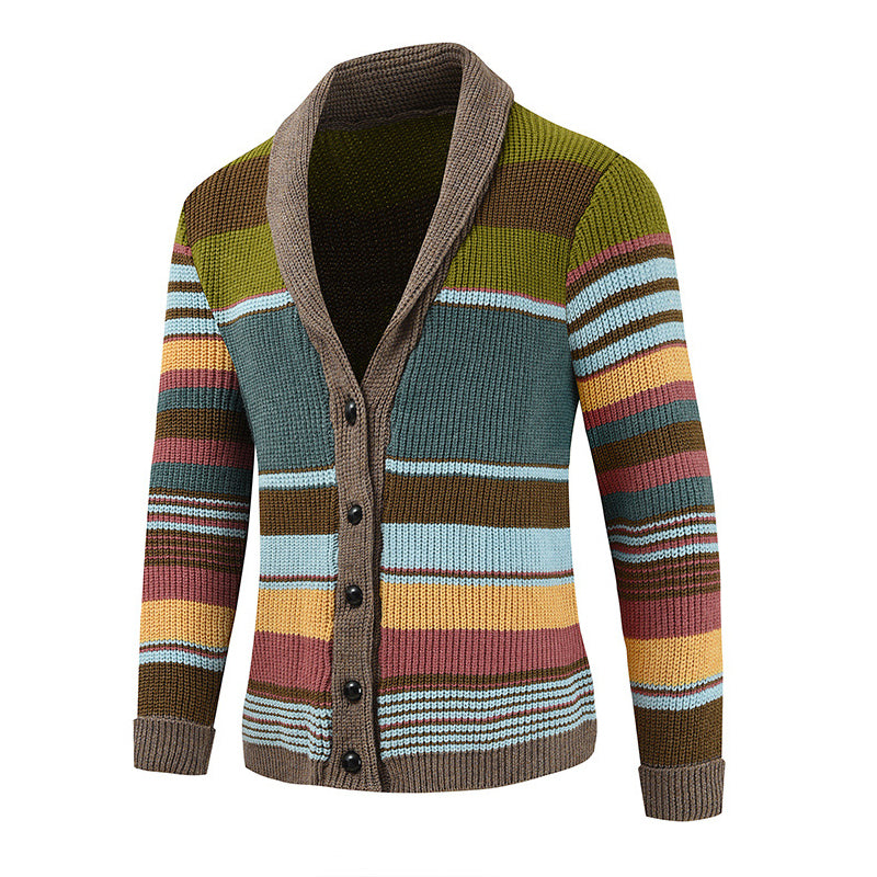 Heren Colorblock Lapel Sweater Jacket – Stijlvol, Comfortabel & Veelzijdig