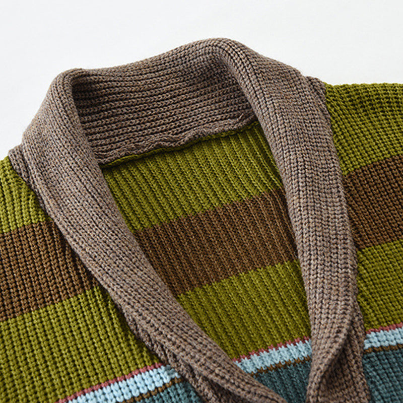Heren Colorblock Lapel Sweater Jacket – Stijlvol, Comfortabel & Veelzijdig