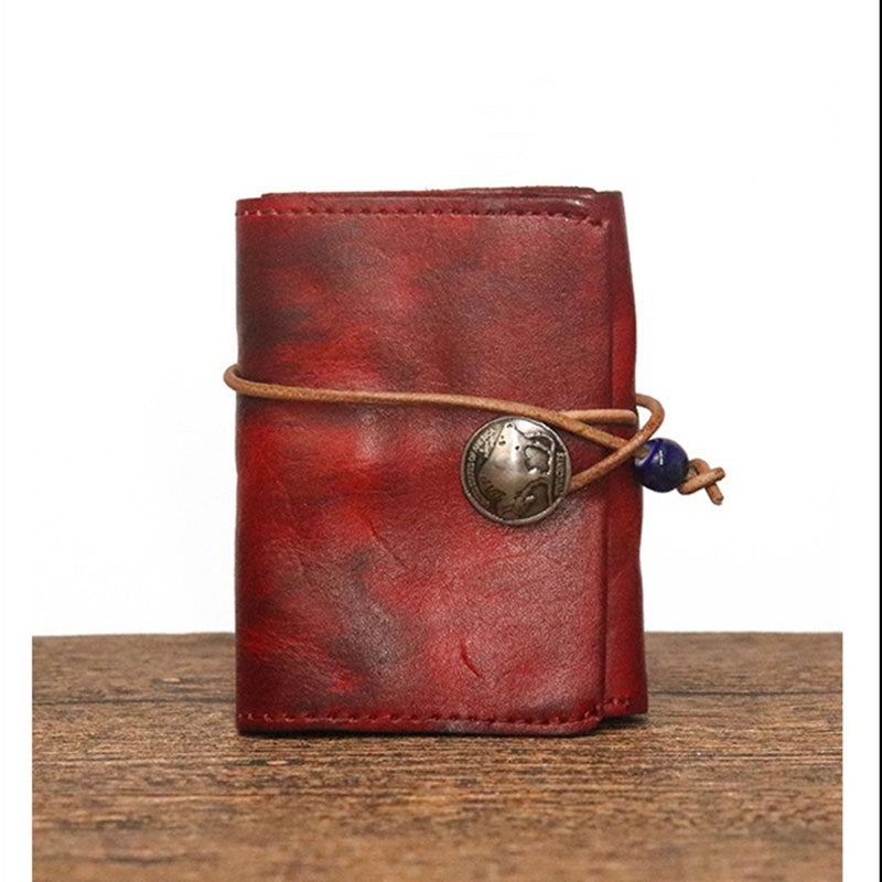 Vintage Leren Bifold Portemonnee – Compacte Munt- en Kaartenhouder voor Dagelijks Gebruik
