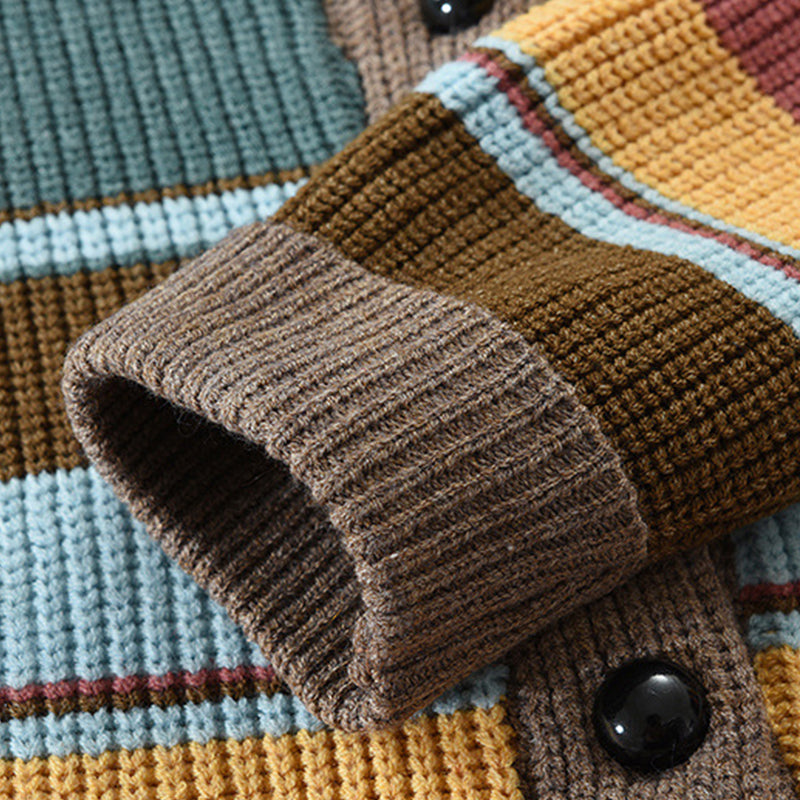 Heren Colorblock Lapel Sweater Jacket – Stijlvol, Comfortabel & Veelzijdig