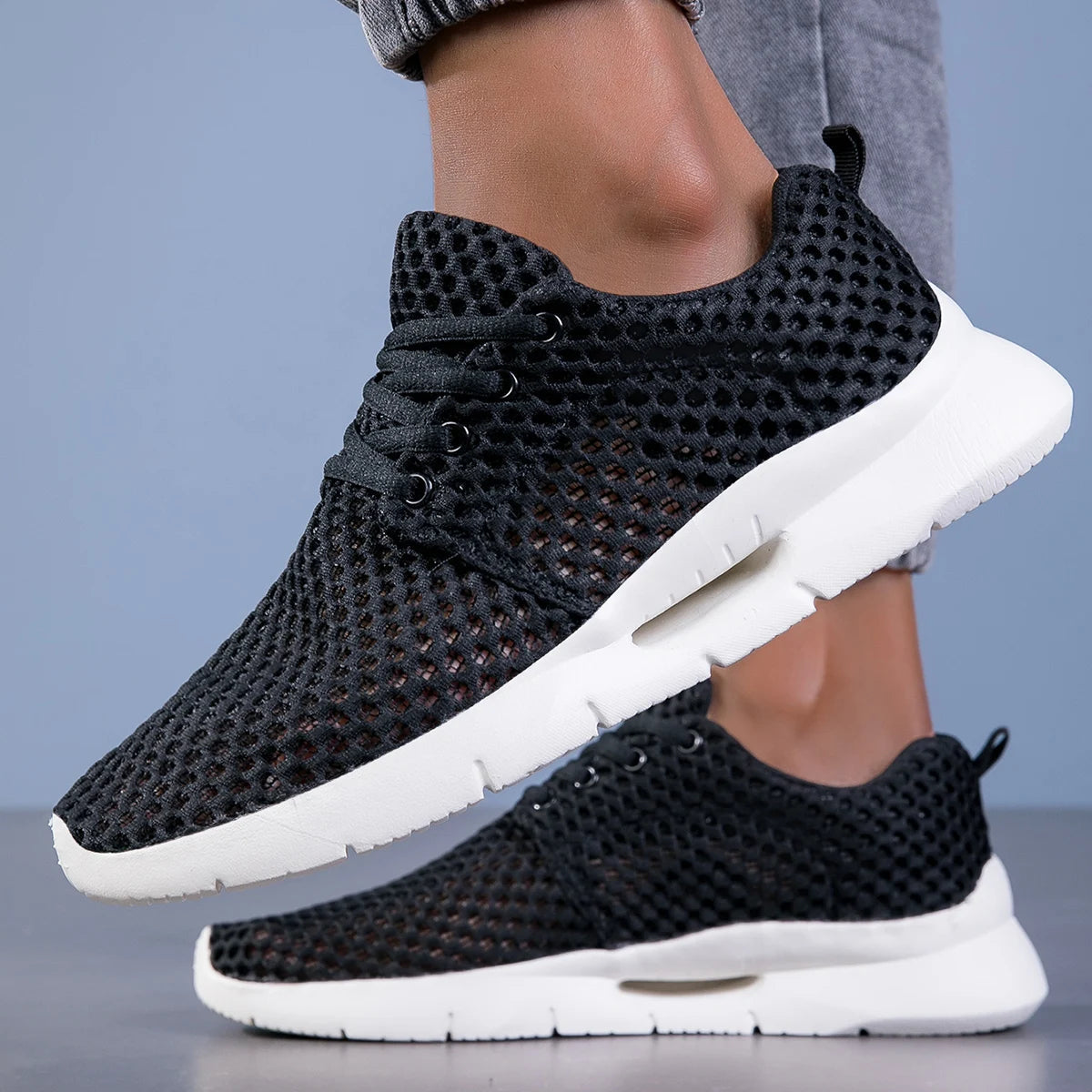 Heren Lichtgewicht Mesh Sneakers – Ademend Hardloopschoenen met Demping