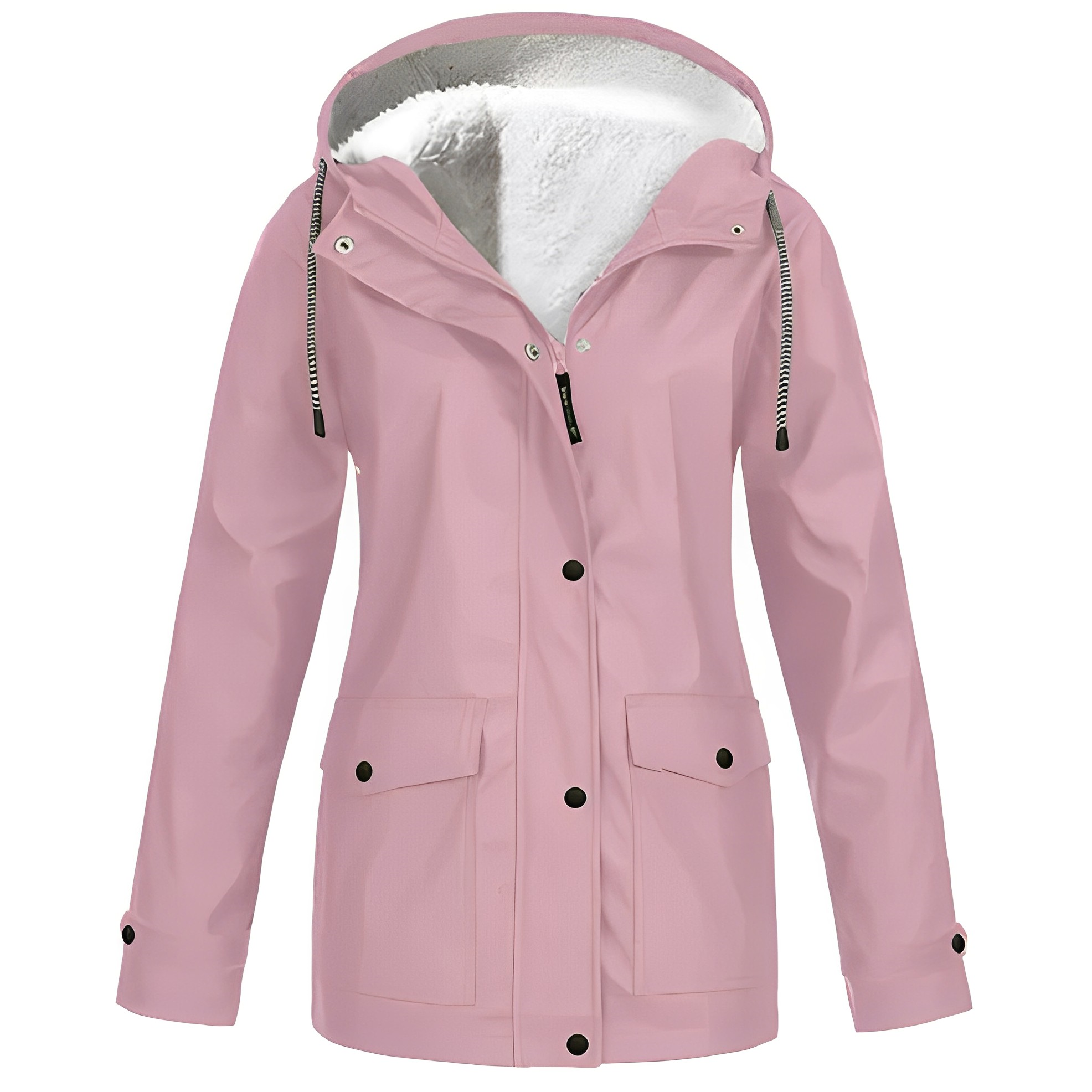Dames Regenjas met Fleecevoering – Warme Waterdichte Jas voor de Winter