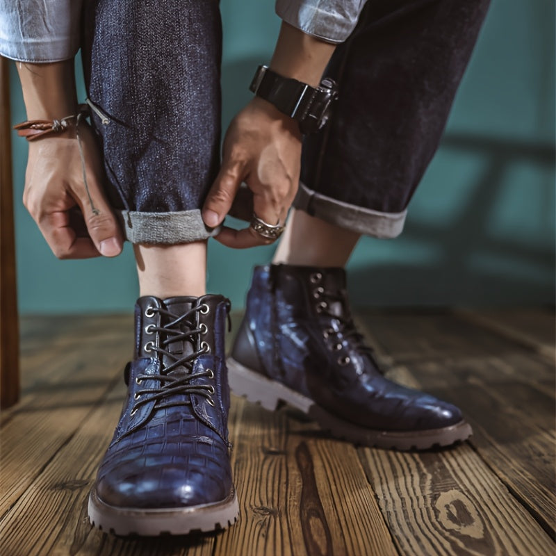 Heren Leren Enkellaarzen – Handgemaakte Vintage Werk- en Casual Boots met Comfortabele Zool