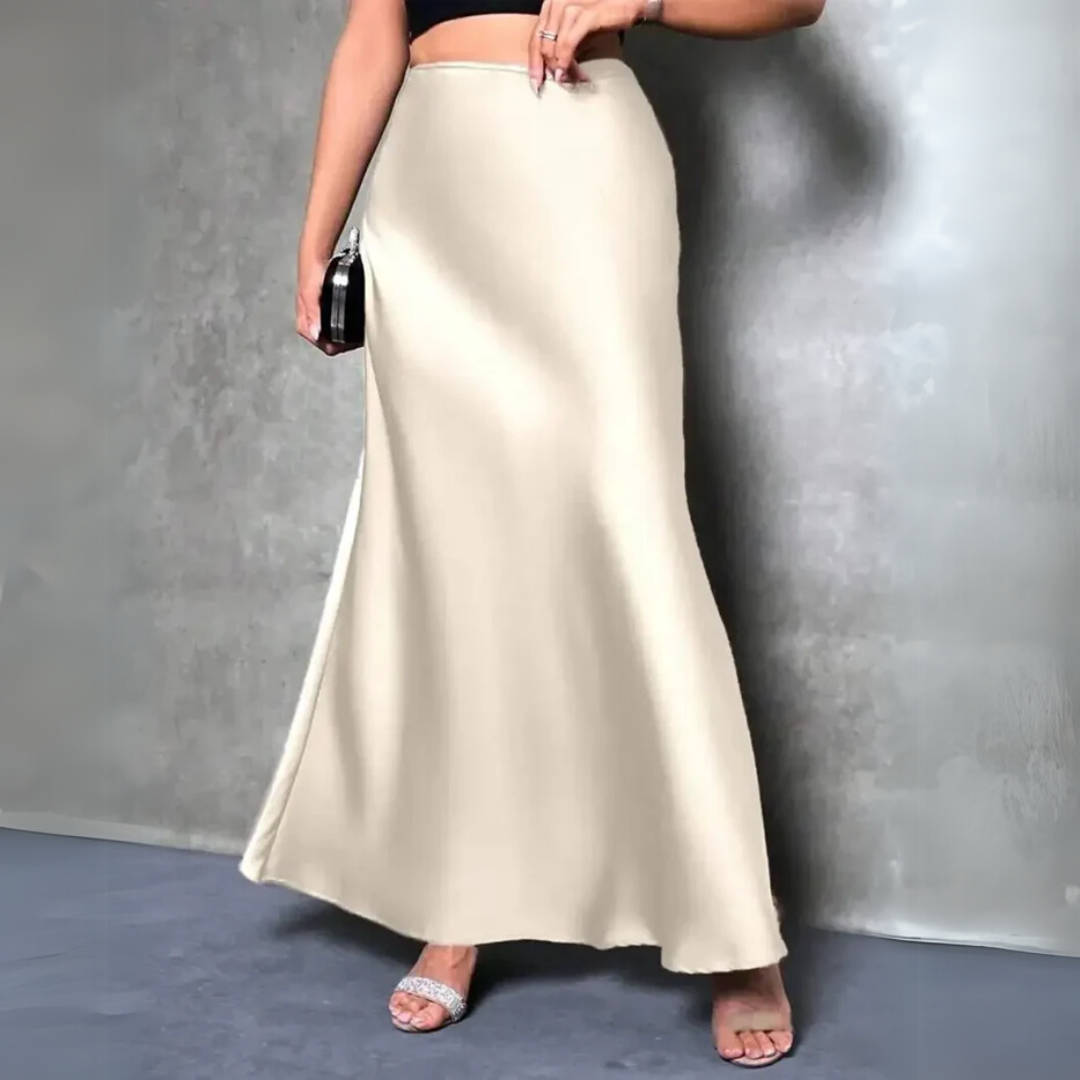 Elegante Satijnen Rok met Hoge Taille – Zwarte Zwierige Rok voor Feestjes, Dates & Avondlooks