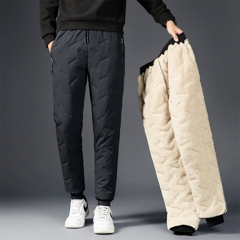 Heren Winter Broek met Fleece Voering – Warme Waterdichte Broek met Elastische Taille
