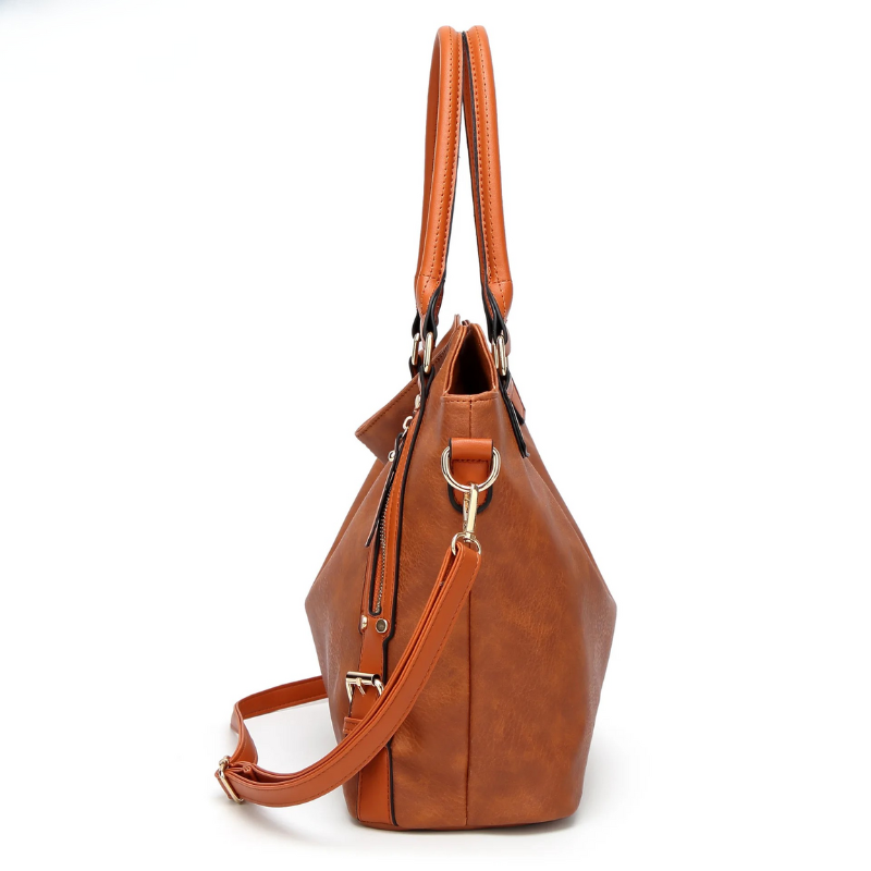 Modieuze Dames Crossbody Tas – Zachte Leerlook, Multi-Vakken Casual Shopper