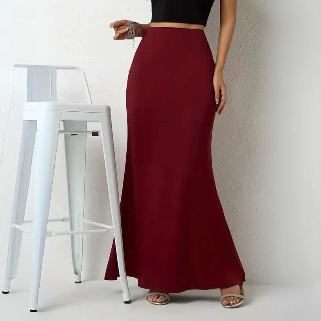 Elegante Satijnen Rok met Hoge Taille – Zwarte Zwierige Rok voor Feestjes, Dates & Avondlooks