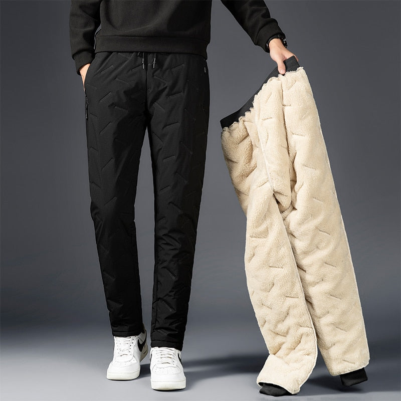 Heren Winter Broek met Fleece Voering – Warme Waterdichte Broek met Elastische Taille