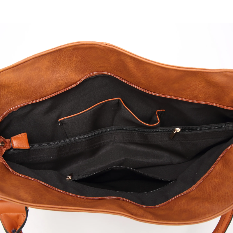 Modieuze Dames Crossbody Tas – Zachte Leerlook, Multi-Vakken Casual Shopper