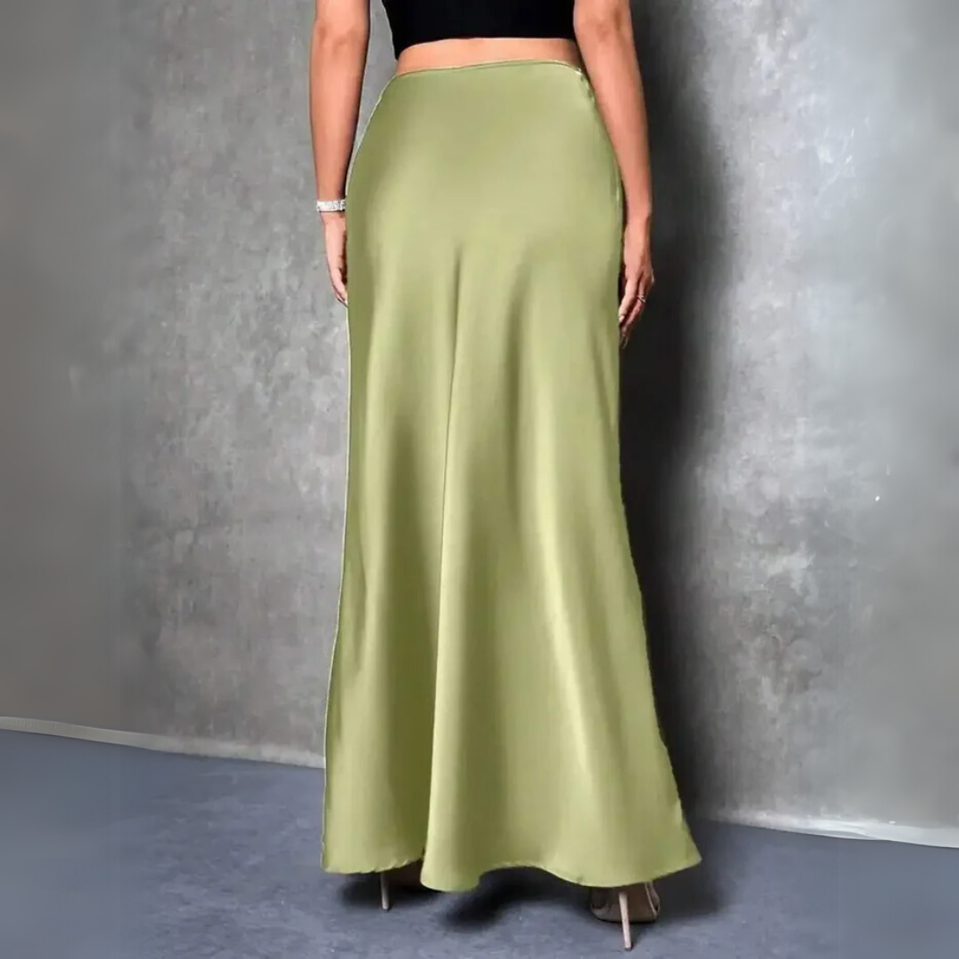 Elegante Satijnen Rok met Hoge Taille – Zwarte Zwierige Rok voor Feestjes, Dates & Avondlooks