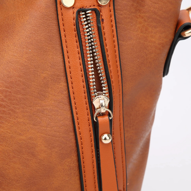 Modieuze Dames Crossbody Tas – Zachte Leerlook, Multi-Vakken Casual Shopper