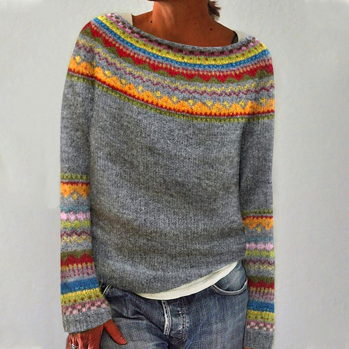 Artistische Trui – Warme Wolmix met Kleurrijk Design | Stijlvolle Wintermode