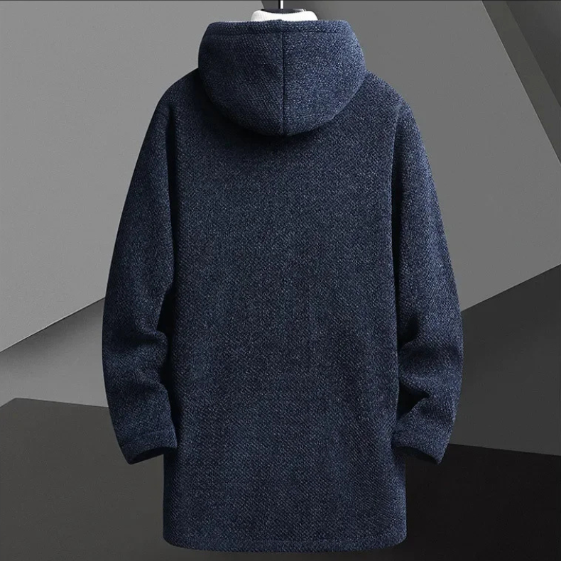 Gevoerde Overjas – Stijlvolle Herenjas met Warme Fleece Voering & Capuchon