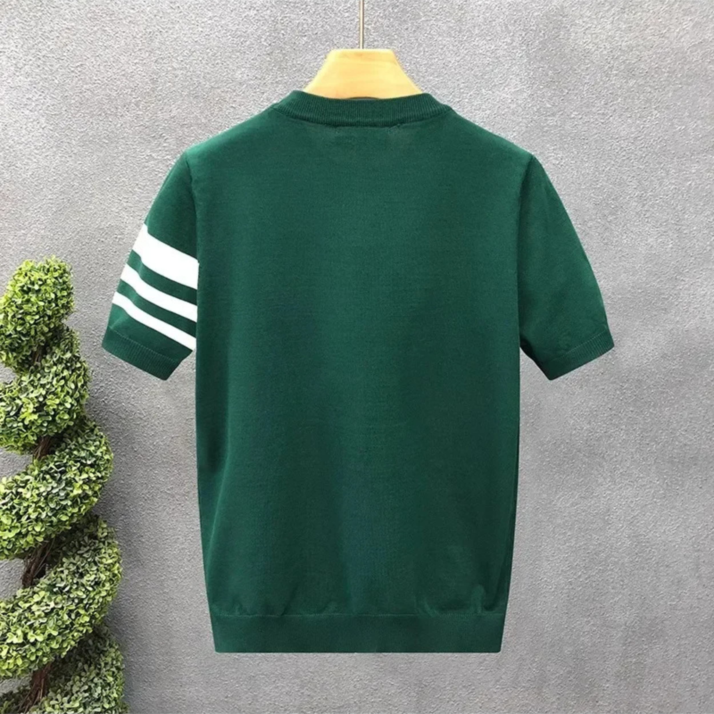 Triform Knit Shirt voor Heren – Premium Jacquard Gebreid T-shirt met Strepen