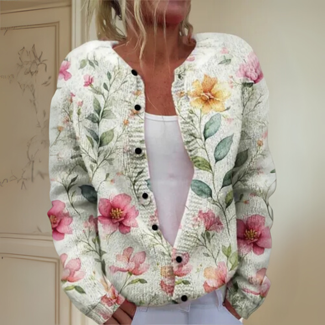 Stijlvolle Cardigan met Bloemenprint – Elegante & Comfortabele Damesvest