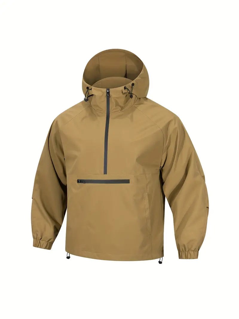 Casual Heren Windjack met Capuchon – Ademend Half-Zip Waterdichte Jas