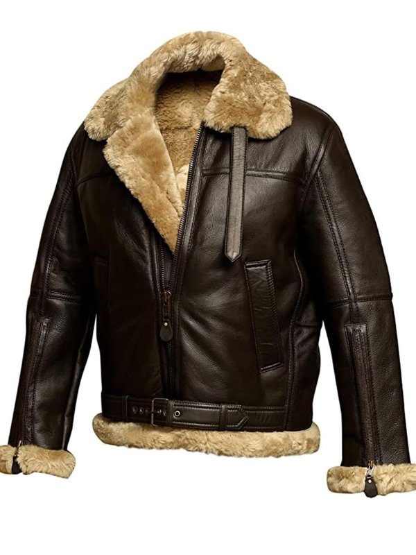 Heren Leren Jas met Shearling Voering – Warm & Tijdloos Ontwerp