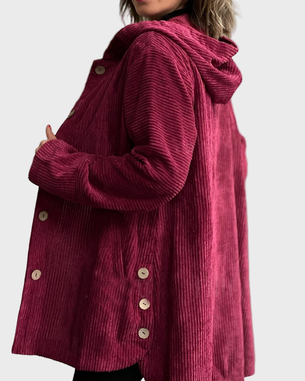Dames Corduroy Jas met Capuchon – Stijlvolle en Comfortabele Tussenjas