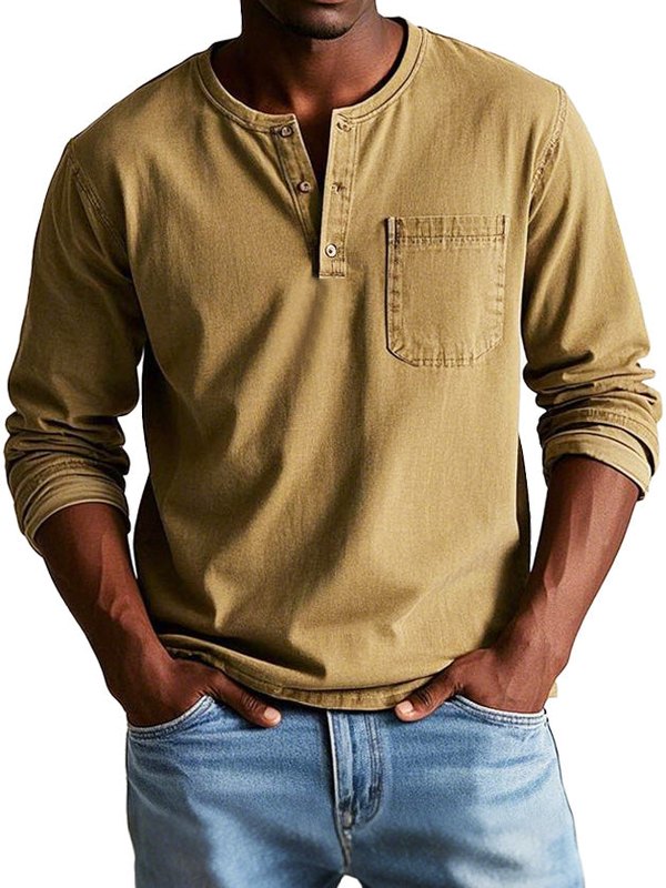 Casual heren shirt met knoopsluiting – moderne pasvorm en vintage uitstraling