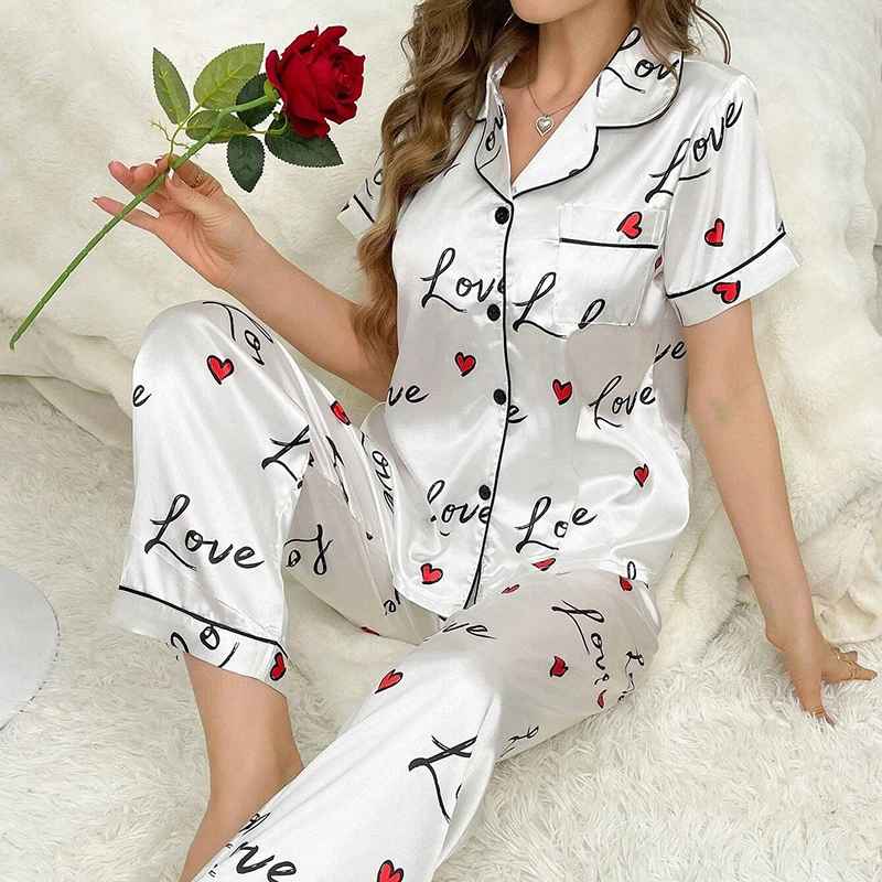 Luxe Zijde Pyjama Set voor Dames – Lange Mouw Nachtkleding & Comfortabele Slaapmode