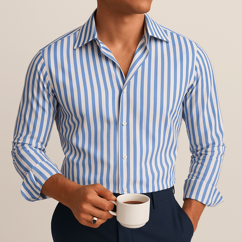 Klassiek Gestreept Heren Overhemd – Lichtgewicht, Ademend & Slim Fit Pasvorm