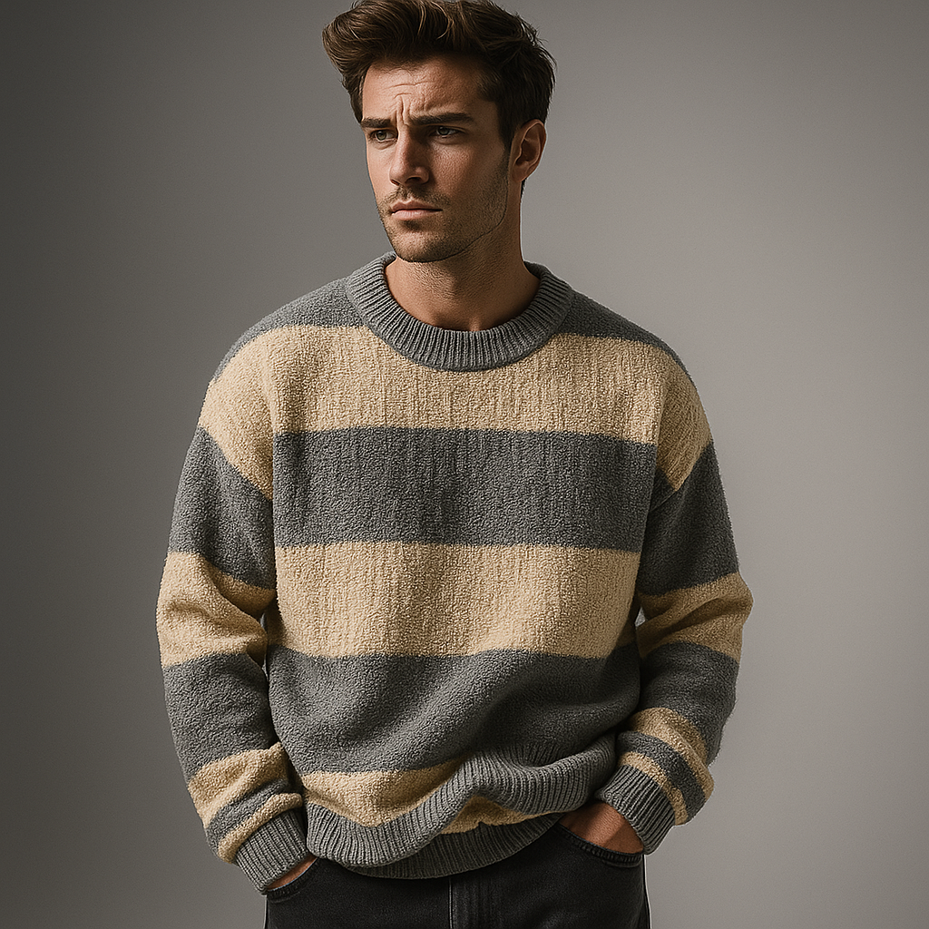 Gestreepte Trui voor Heren – Warme Lichtgewicht Gebreide Pullover