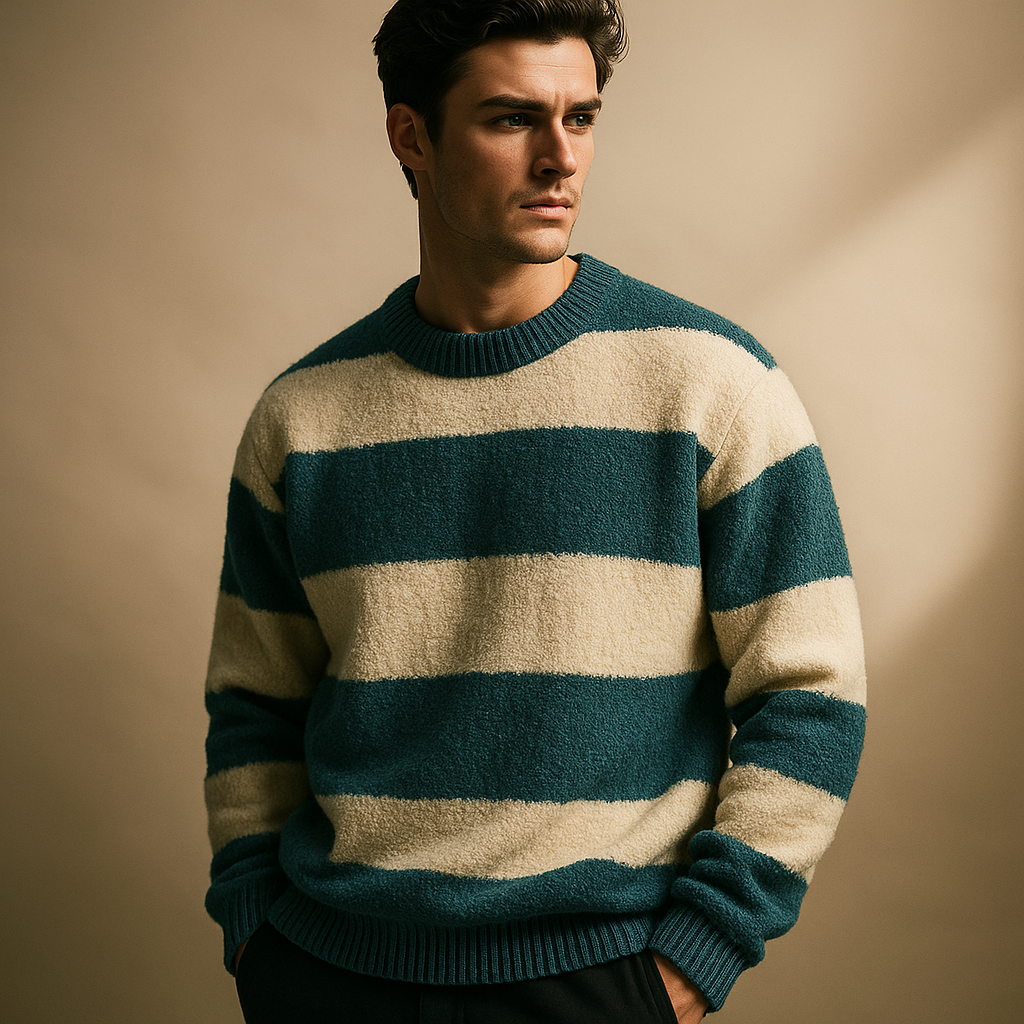 Gestreepte Trui voor Heren – Warme Lichtgewicht Gebreide Pullover