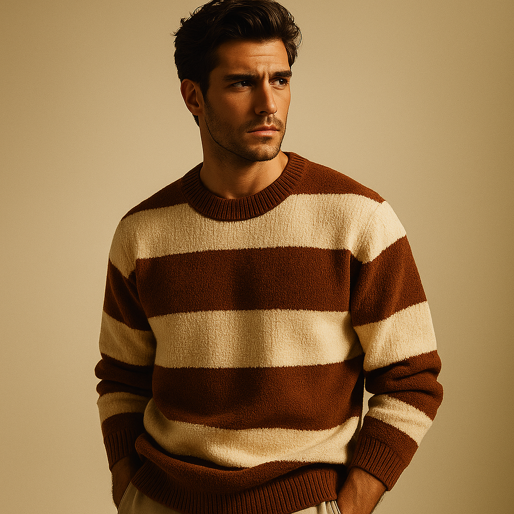 Gestreepte Trui voor Heren – Warme Lichtgewicht Gebreide Pullover