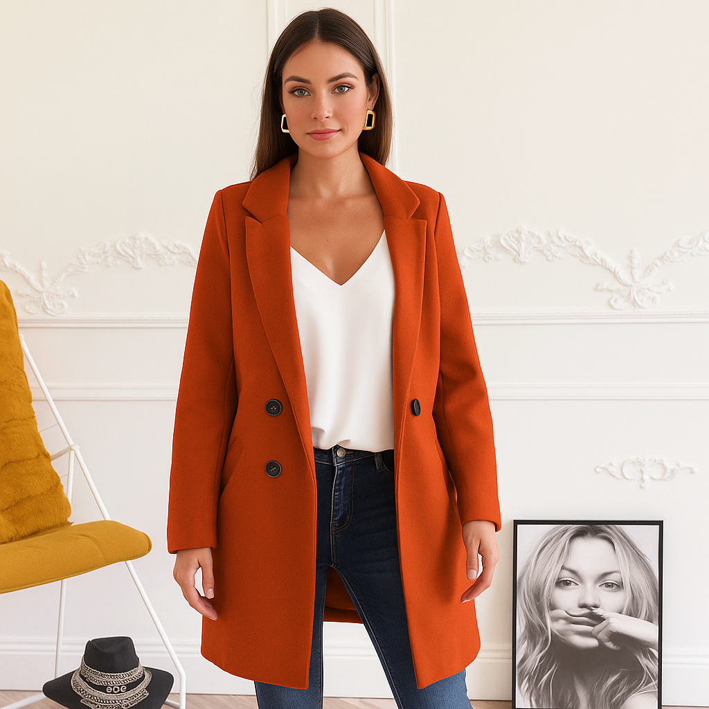 Elegante Damesmantel – Tijdloze Stijl & Warmte voor de Koude Dagen