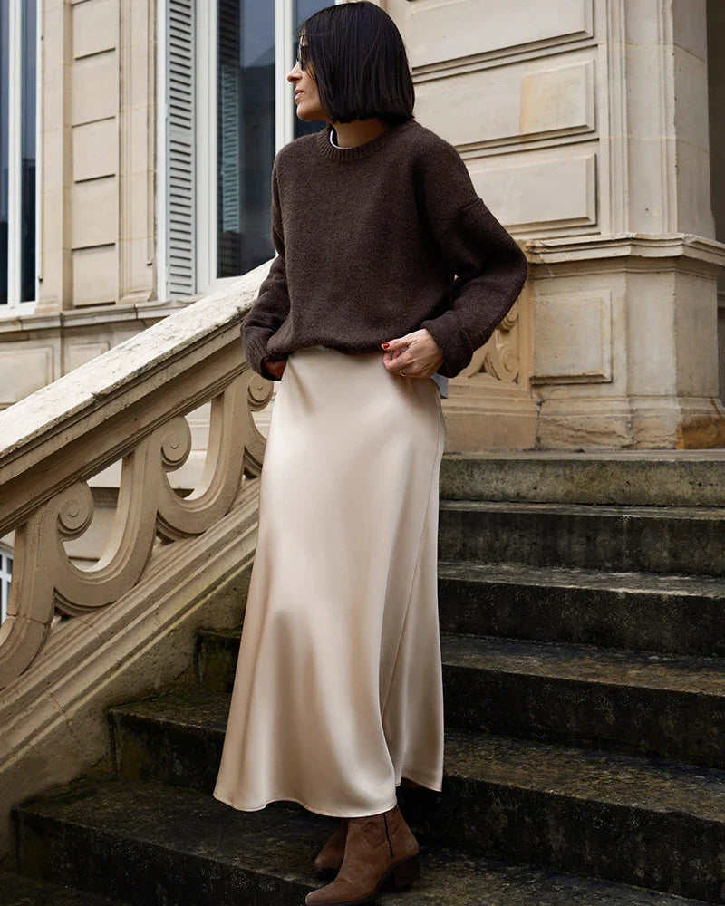 Silk Maxi Skirt – Luxe 100% Zijde Maxi Rok met Elegante Pasvorm