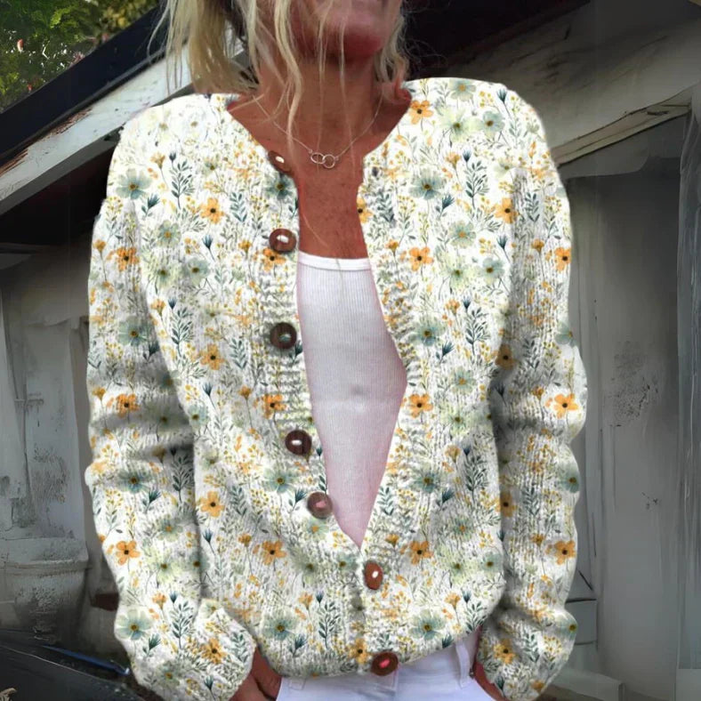 Stijlvolle Cardigan met Bloemenprint – Elegante & Comfortabele Damesvest