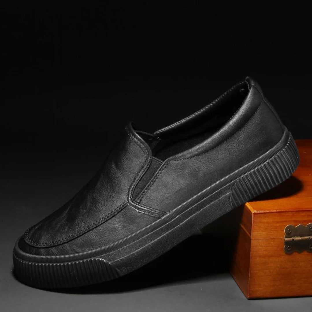 Heren Slip-On Schoenen van Vegan Leer met Comfortabele Binnenzool & Stevige Rubberen Zool