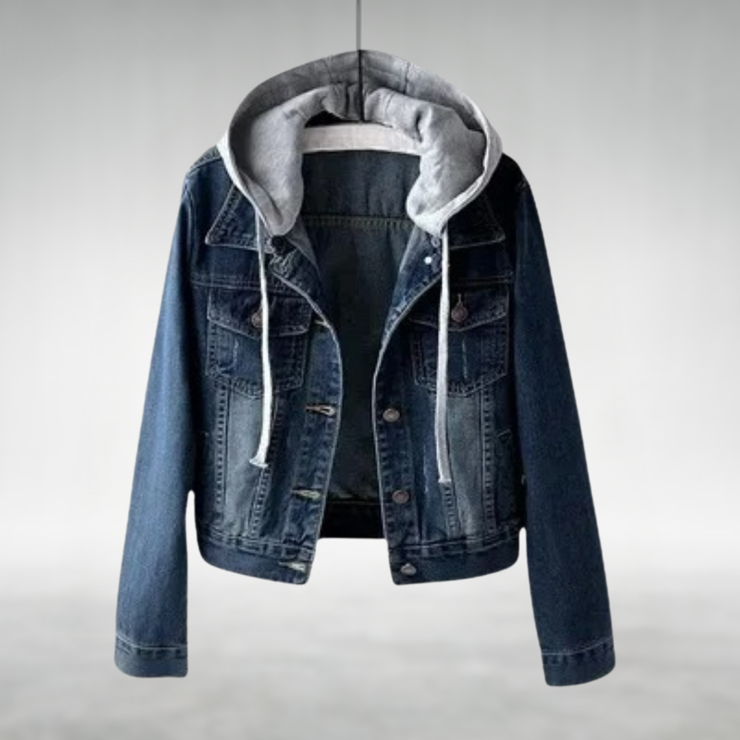 Denim Hoodie Jacket voor Dames – Tijdloze Spijkerjas met Comfortabele Hoodie & Streetstyle Flair