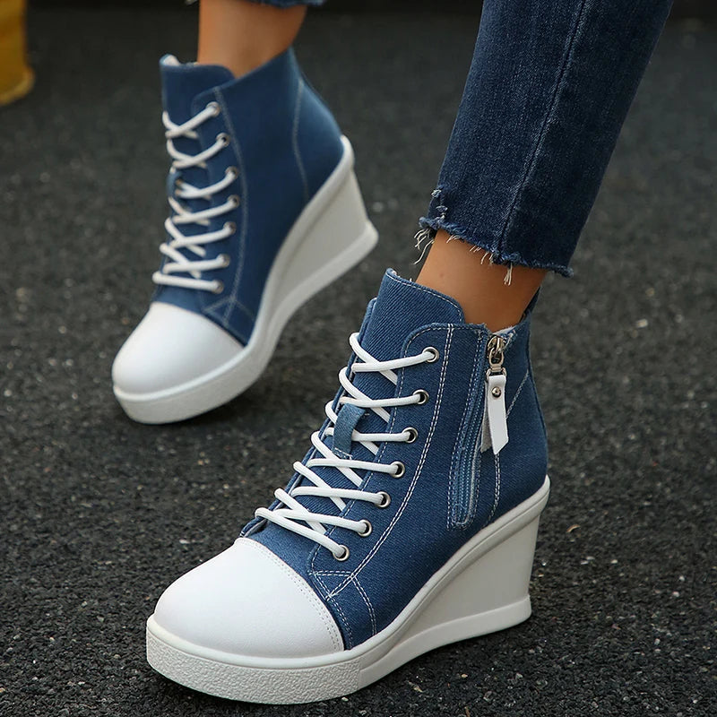 Uptown Canvas Wedge Sneaker – Trendy Dames Sneakers met Verborgen Sleehak