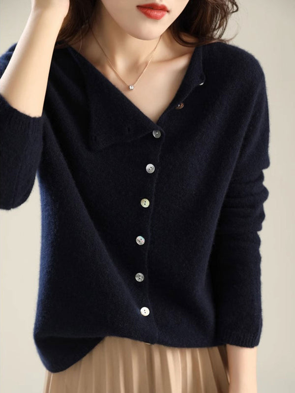 Classic Crew Neck Knitted Cardigan – Tijdloos Gebreid Vest met Ronde Hals
