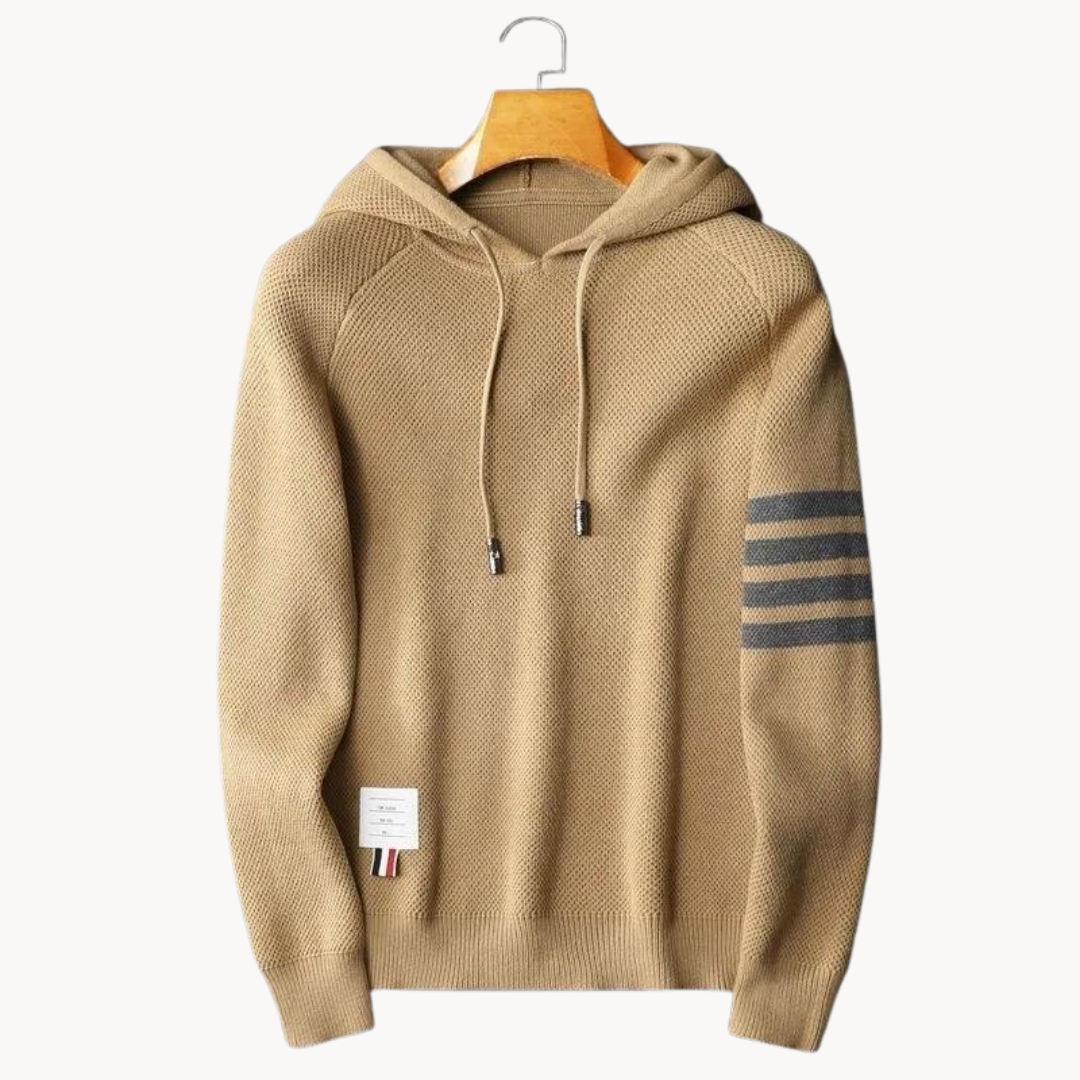 Hooded Sweater – Luxe Hoodie met Contrasterende Strepen en Modern Design