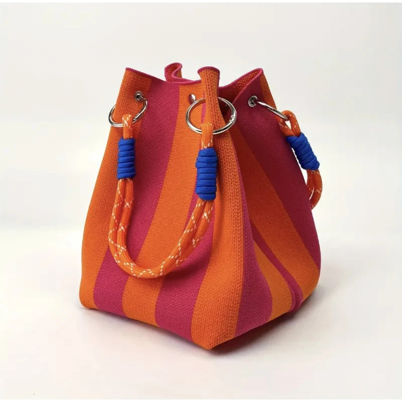 Mini Bucket Bag – Stijlvolle Canvas Schoudertas met Touw Handgrepen