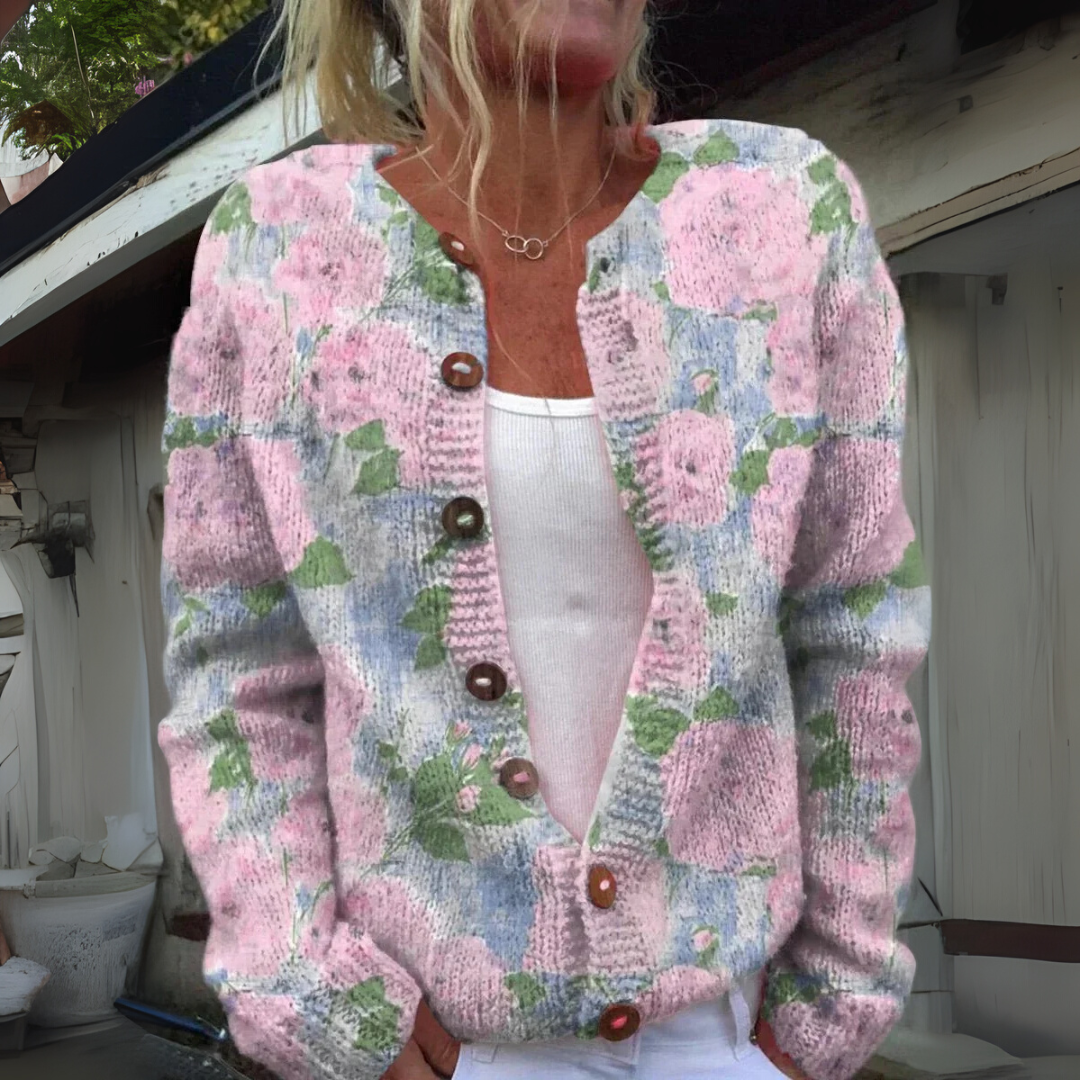 Stijlvolle Cardigan met Bloemenprint – Elegante & Comfortabele Damesvest
