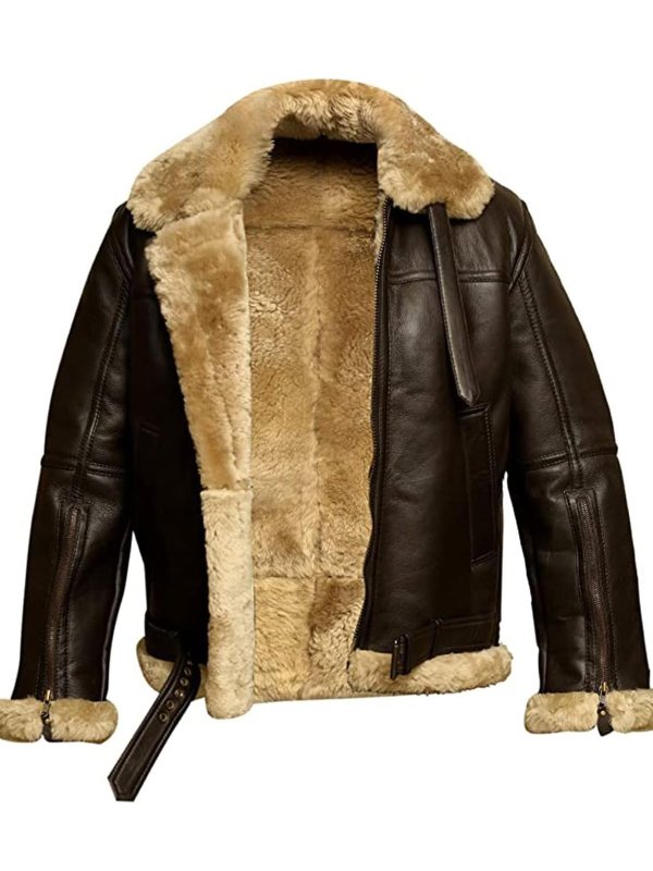 Heren Leren Jas met Shearling Voering – Warm & Tijdloos Ontwerp