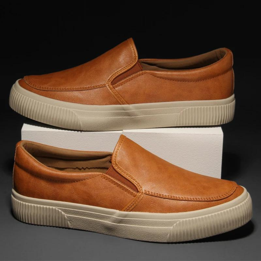 Heren Slip-On Schoenen van Vegan Leer met Comfortabele Binnenzool & Stevige Rubberen Zool