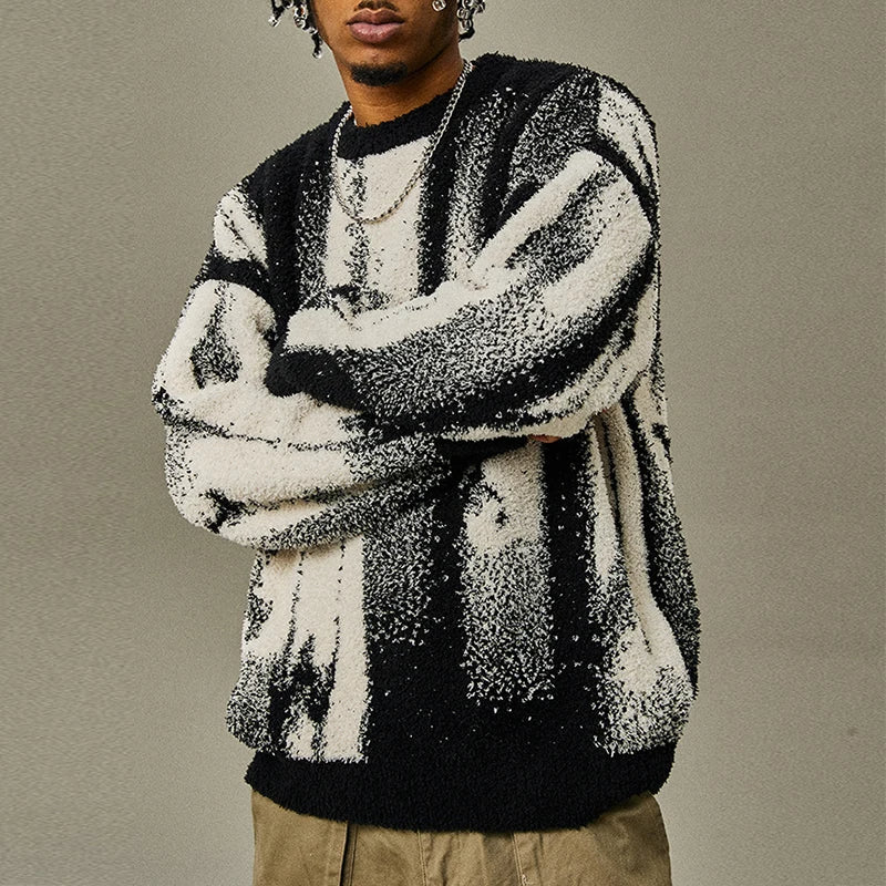 Artisan Brushwork Crewneck – Comfortabele & Artistieke Sweater